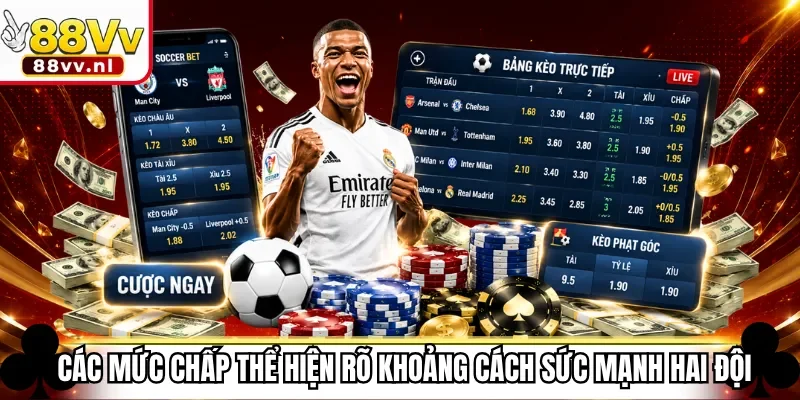 Các mức chấp thể hiện rõ khoảng cách sức mạnh hai đội