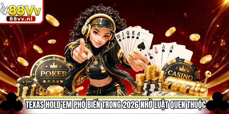 Texas Hold’em phổ biến trong 2026 nhờ luật quen thuộc